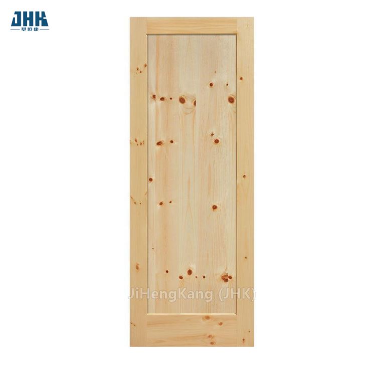 Lastra per porta da fienile in legno massello di pino nodoso non finito in stile classico con hardware per binario scorrevole