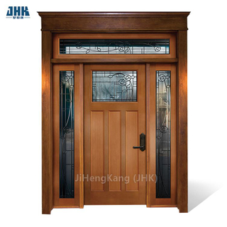 Porta principale in legno di ontano decorato in vetro